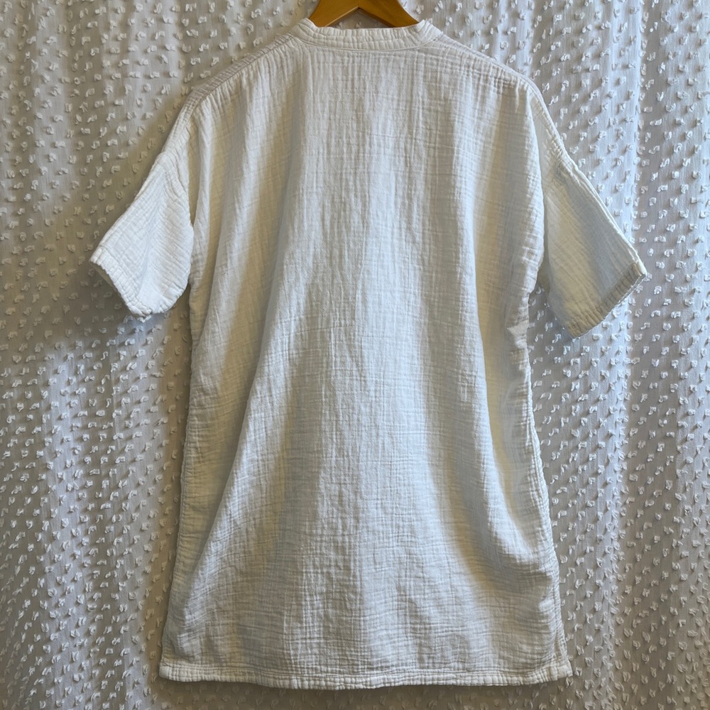 White Linen Dress with Frog Button Closures - Picture 2 of 5